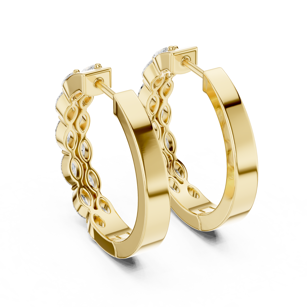 Oval Diamond Hoop Earrings