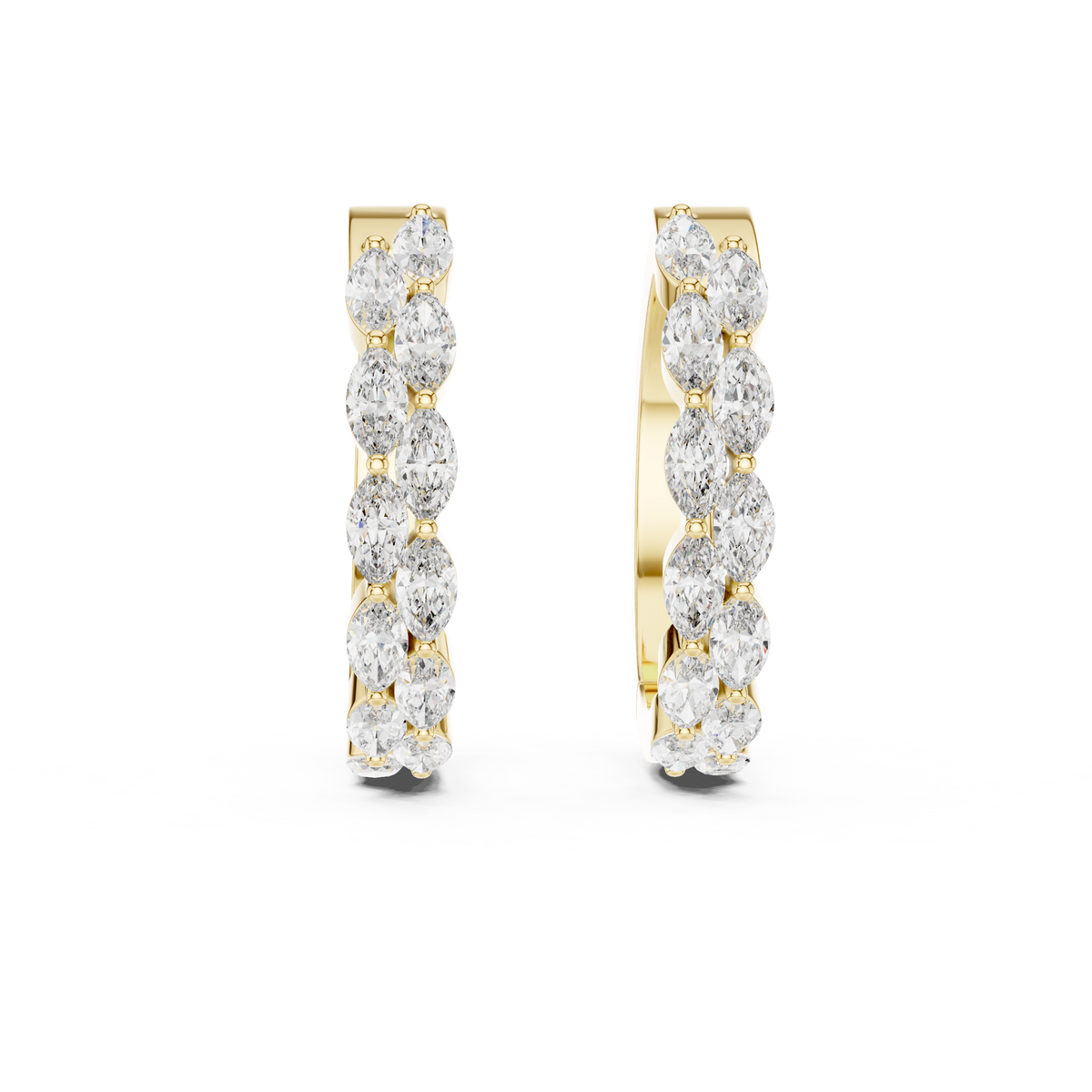 أقراط حلقية بألماس بيضاوي in Yellow Gold - VYKA Diamonds