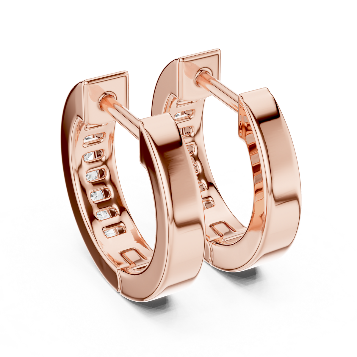 Channel Set Diamond Huggie Earrings