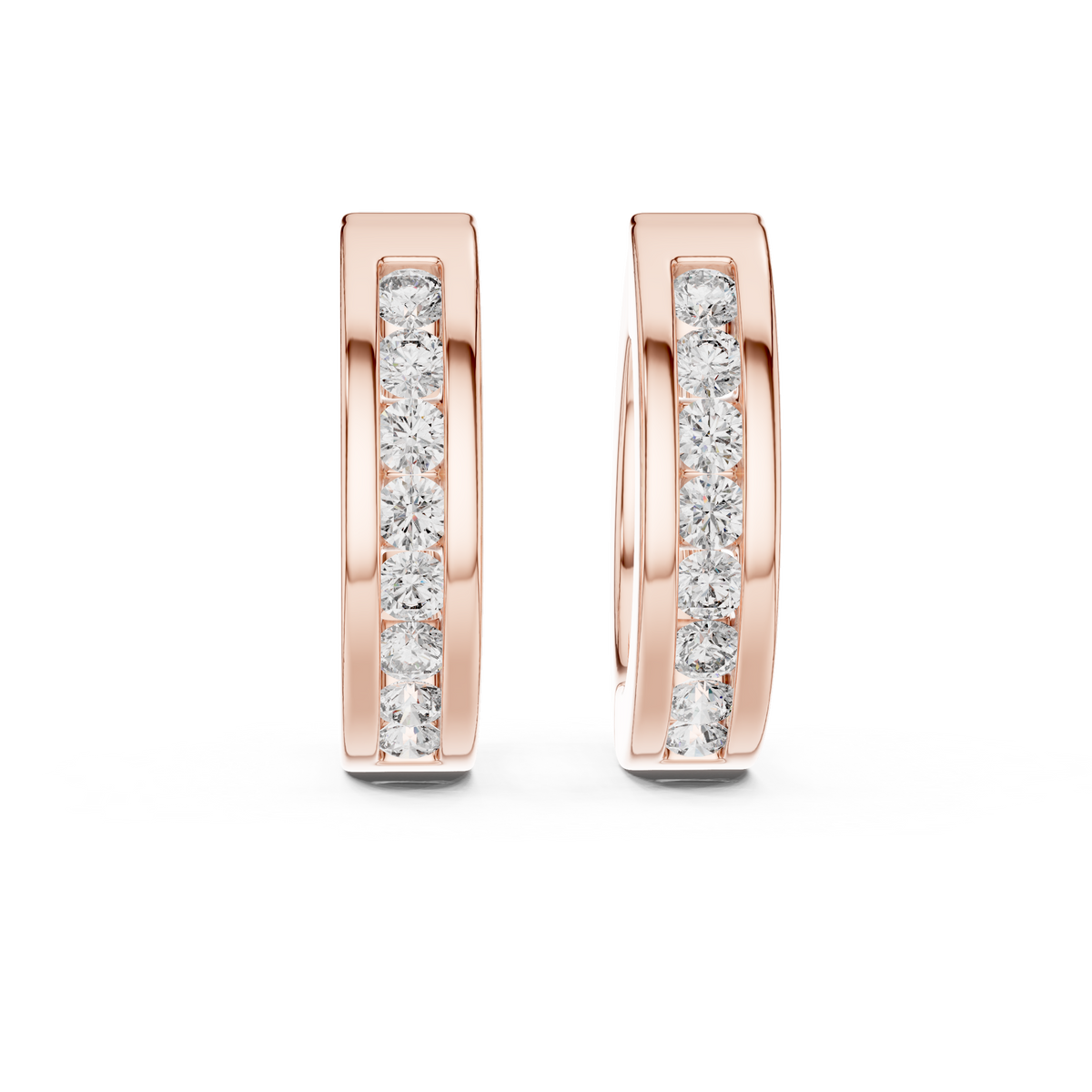 أقراط حلقية صغيرة بالألماس بترصيع القناة in Rose Gold - VYKA Diamonds