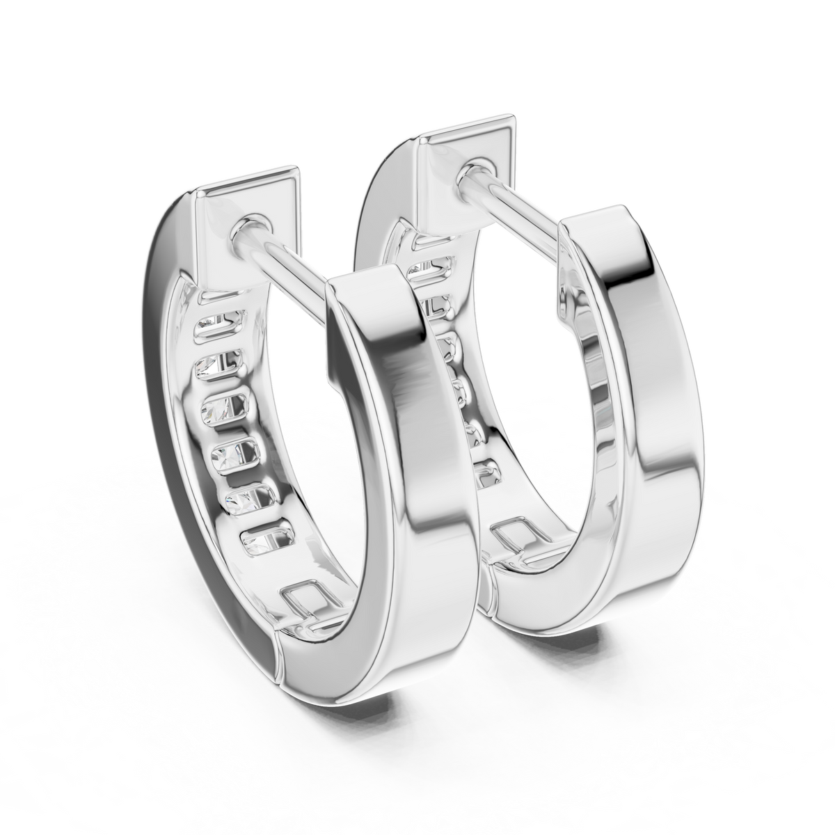Channel Set Diamond Huggie Earrings