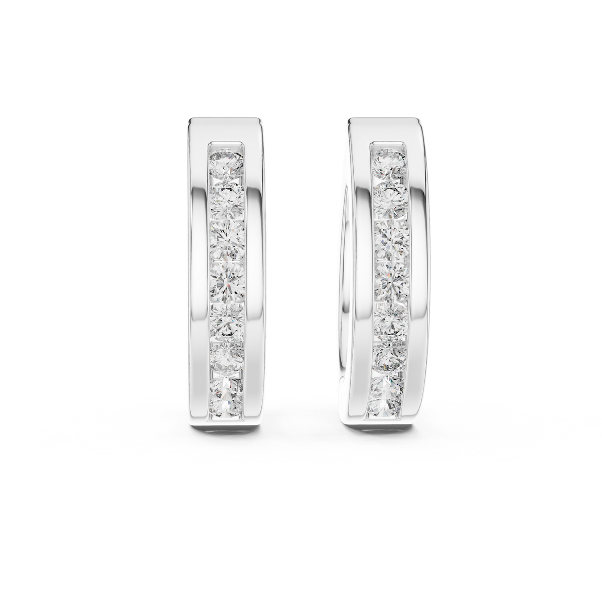 أقراط حلقية صغيرة بالألماس بترصيع القناة in White Gold - VYKA Diamonds