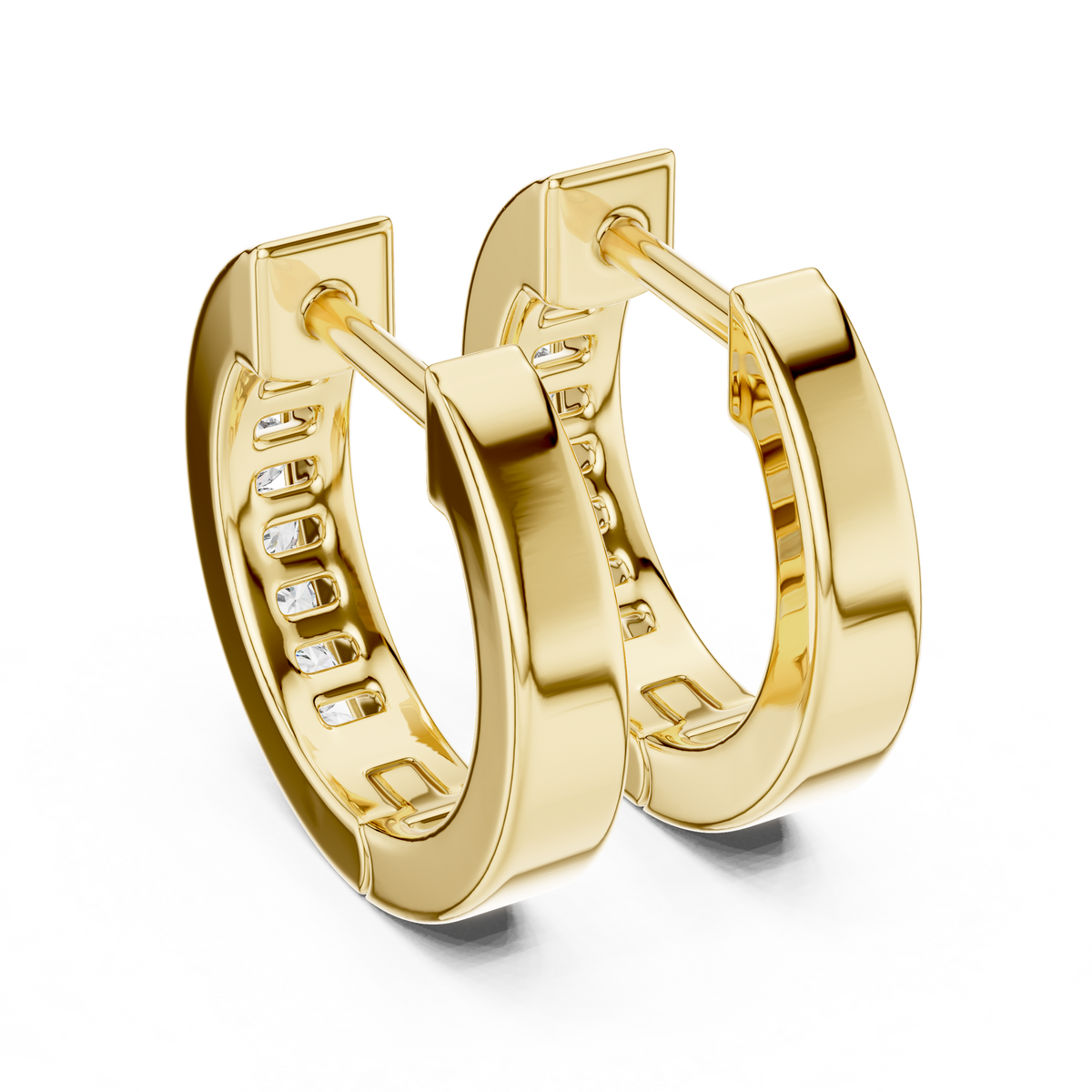 Channel Set Diamond Huggie Earrings
