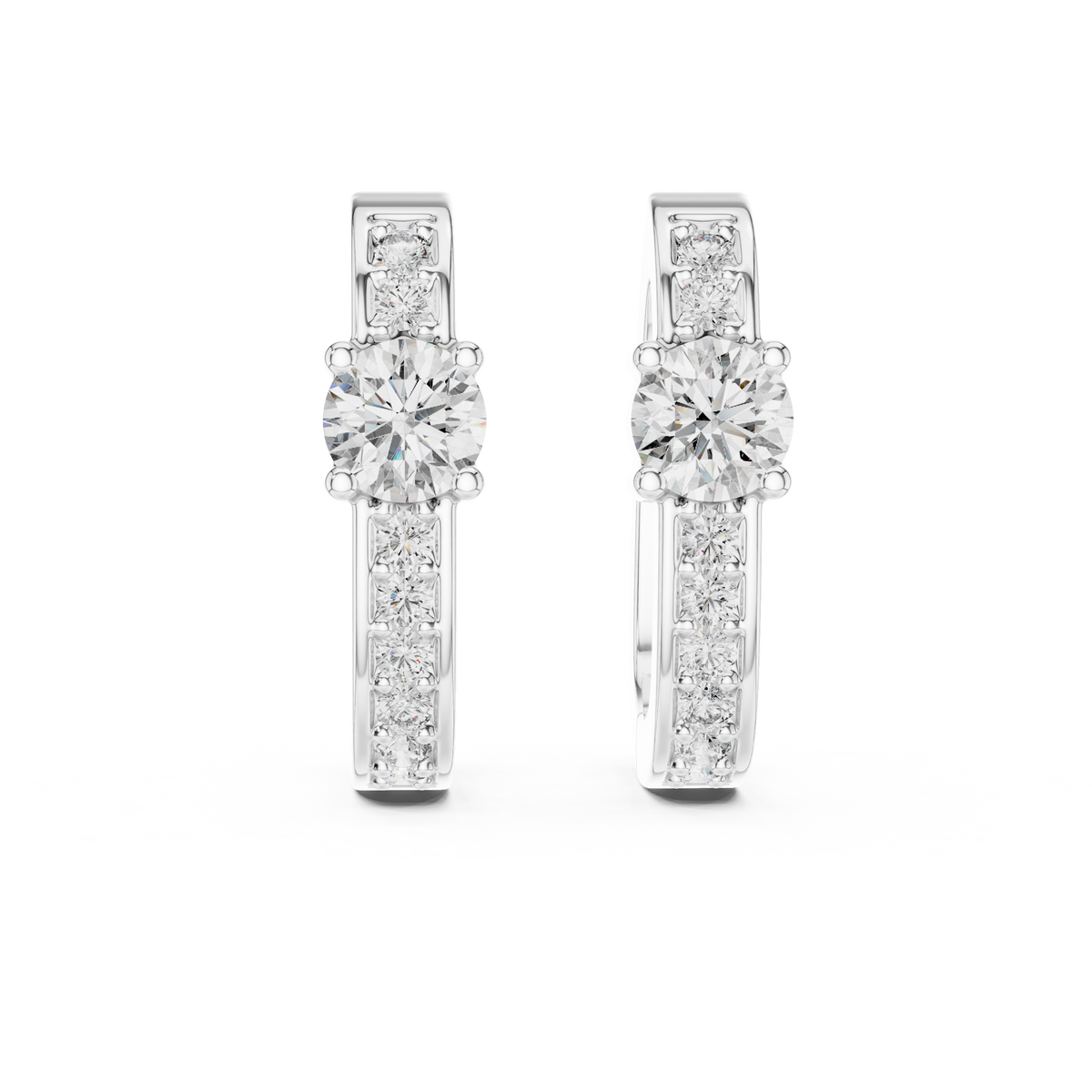 Solitaire Pave Diamond Huggie Earrings