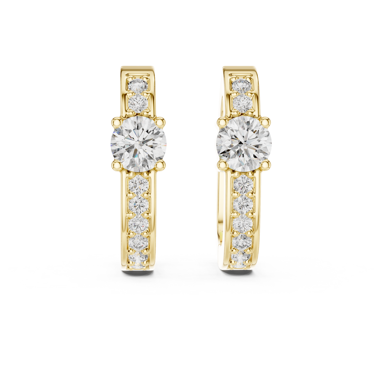 Solitaire Pave Diamond Huggie Earrings