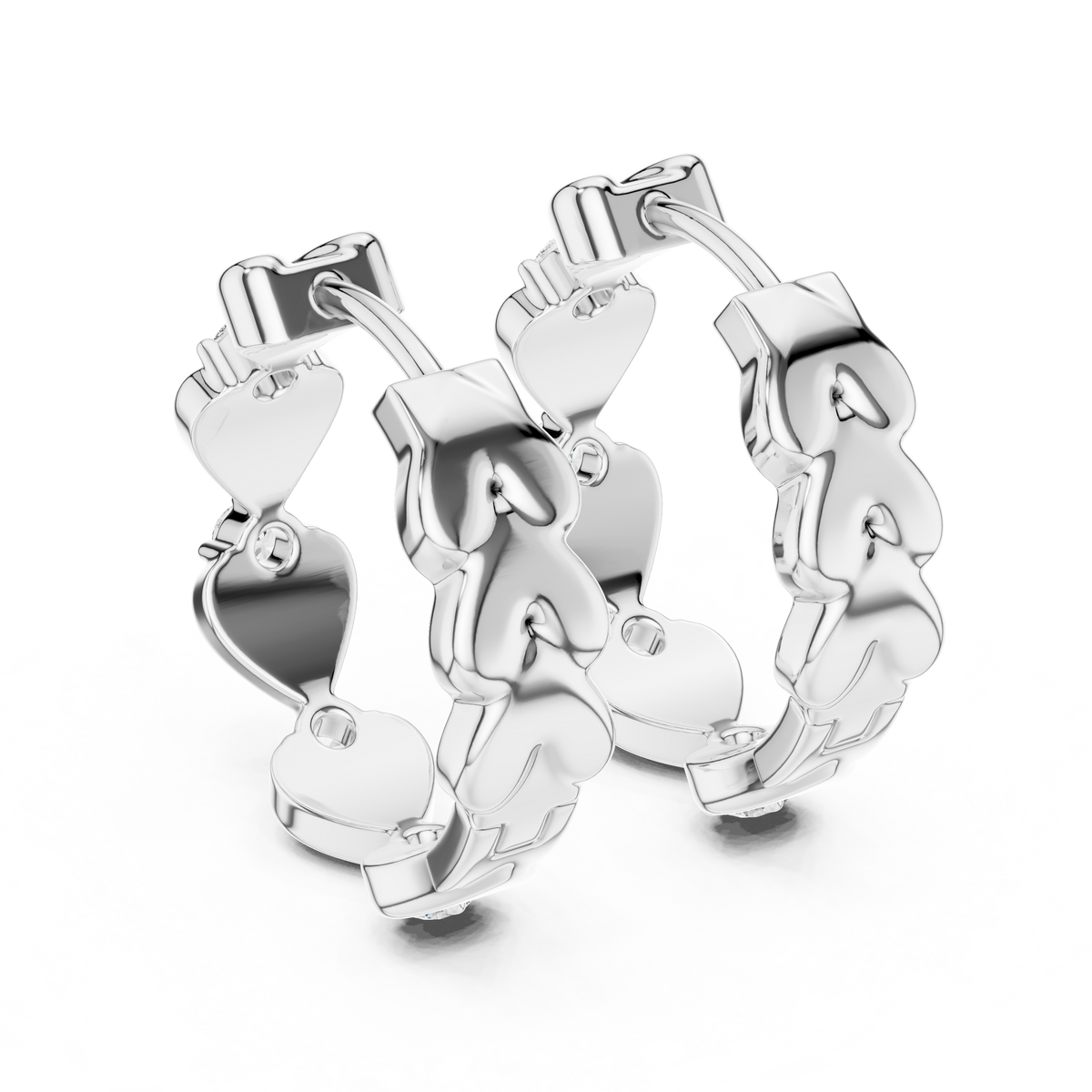 Heart Link Diamond Huggie Earrings