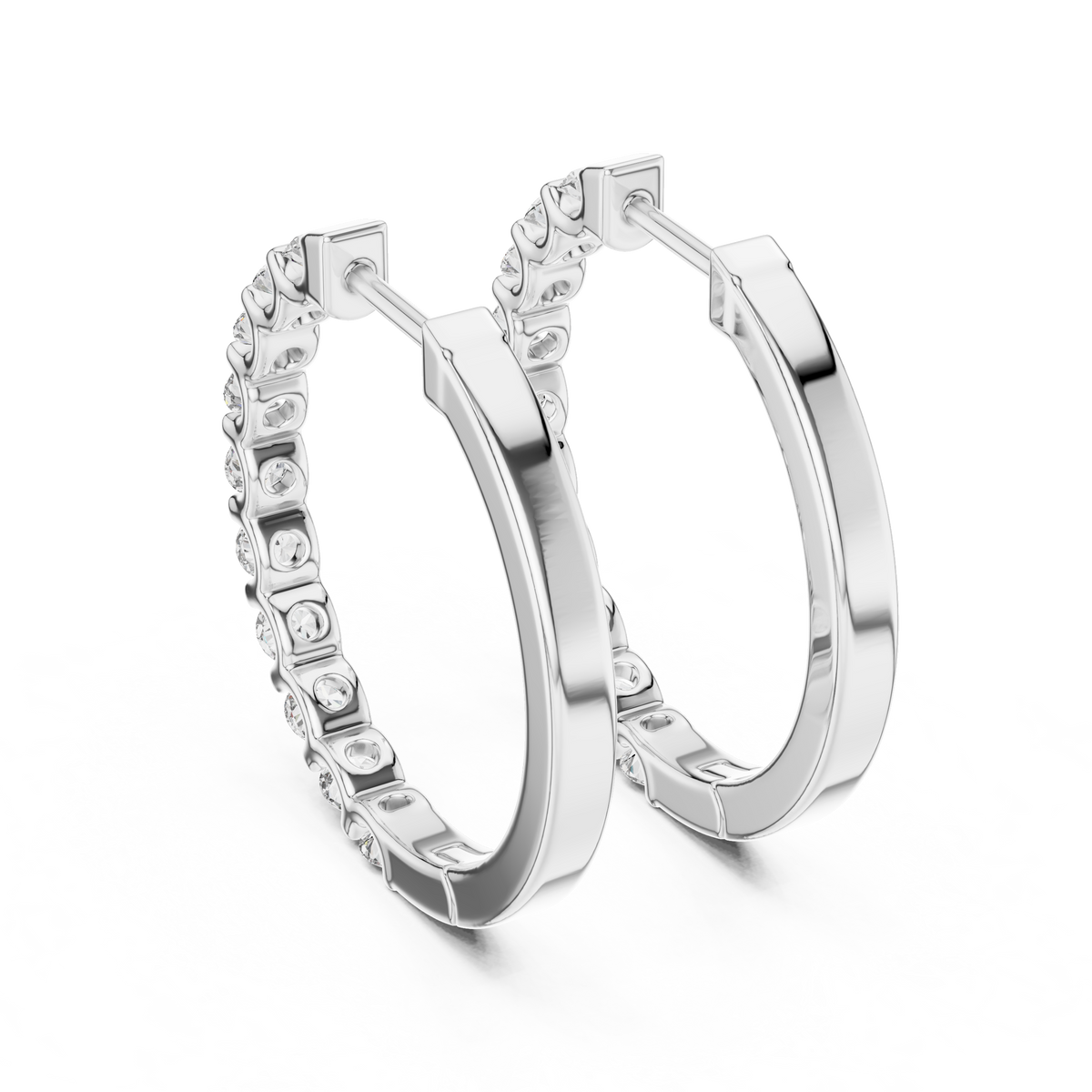 Box Set Diamond Huggie Earrings