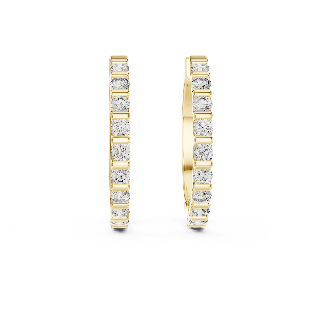 Box Set Diamond Huggie Earrings in Yellow Gold - VYKA Diamonds
