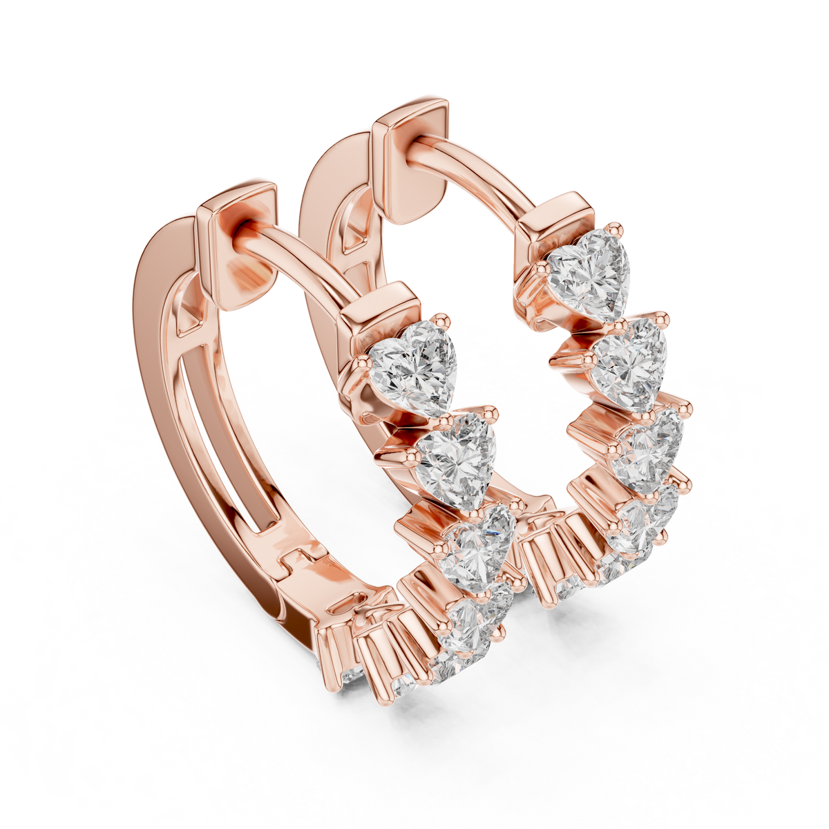 Heart Diamond Huggie Earrings