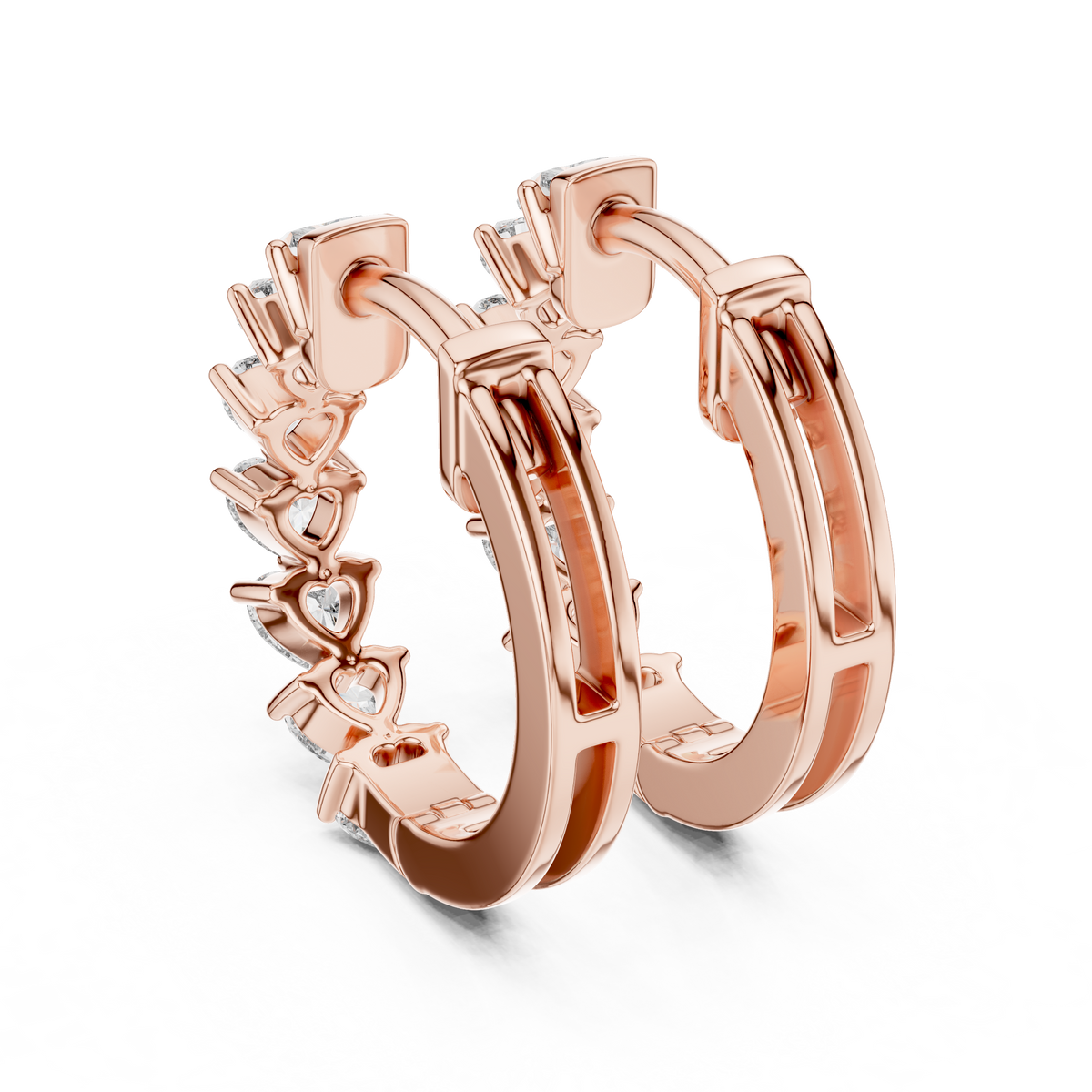 Heart Diamond Huggie Earrings