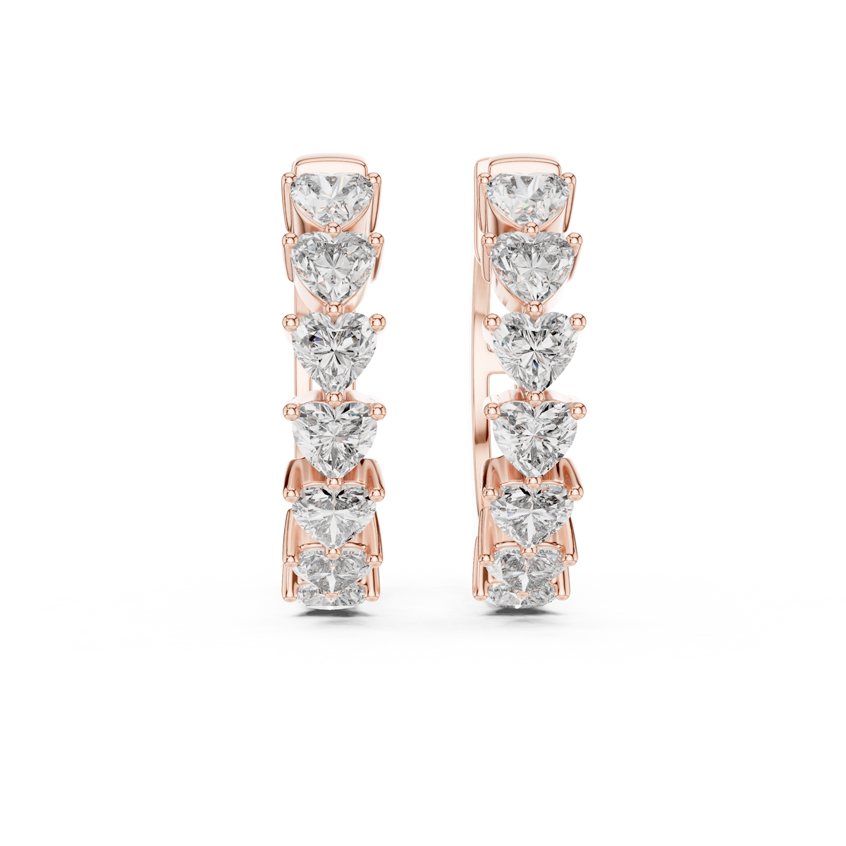 أقراط حلقية صغيرة بألماس على شكل قلب in Rose Gold - VYKA Diamonds