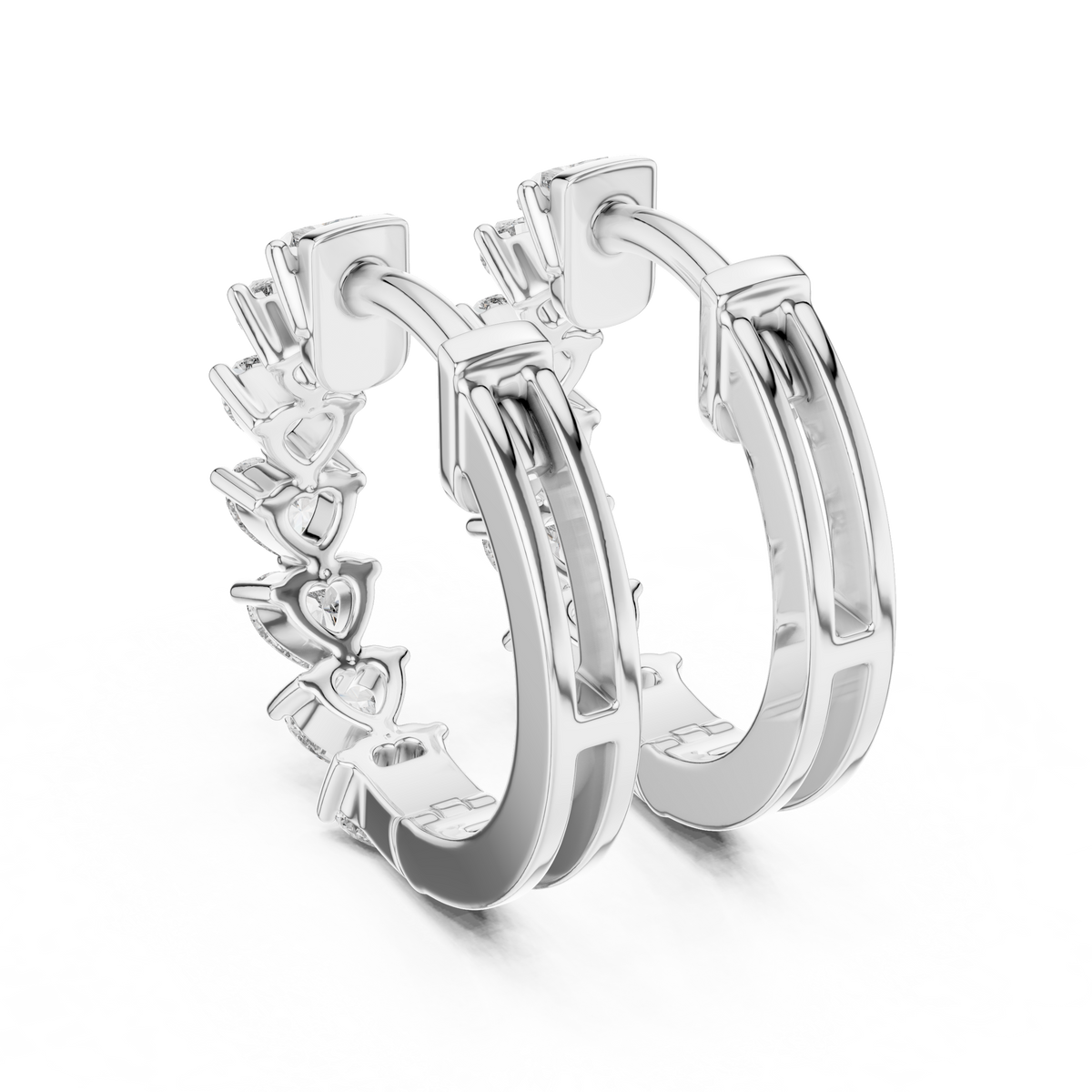 Heart Diamond Huggie Earrings