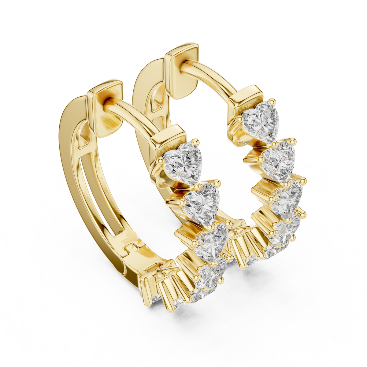Heart Diamond Huggie Earrings