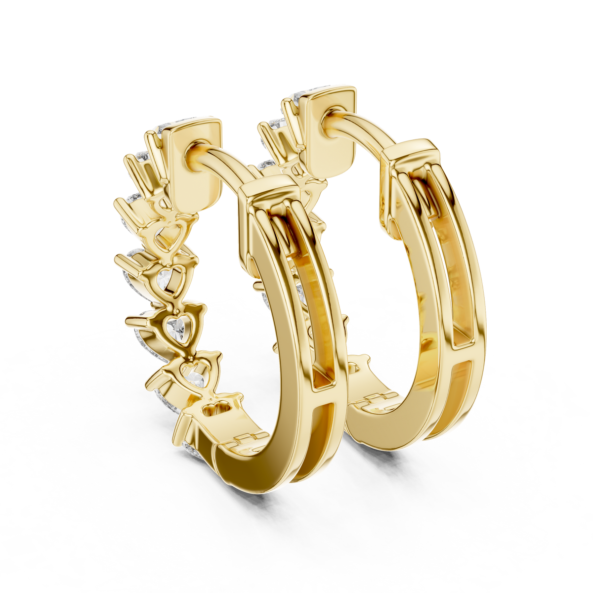 Heart Diamond Huggie Earrings