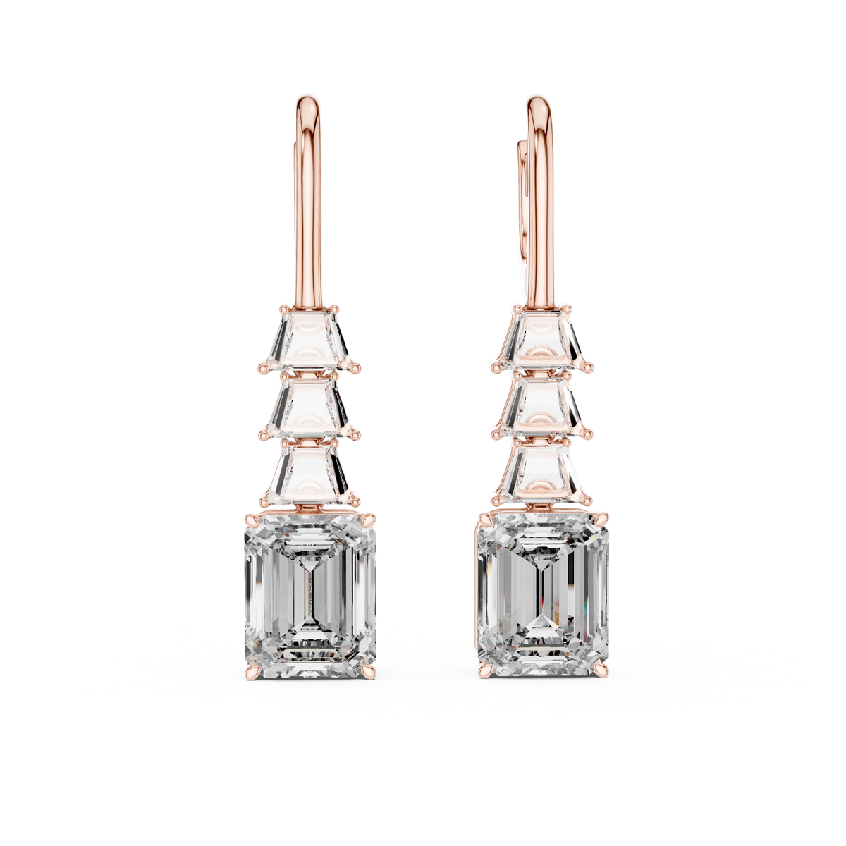 أقراط متدلّية بشلال من ألماس إمرلد in Rose Gold - VYKA Diamonds