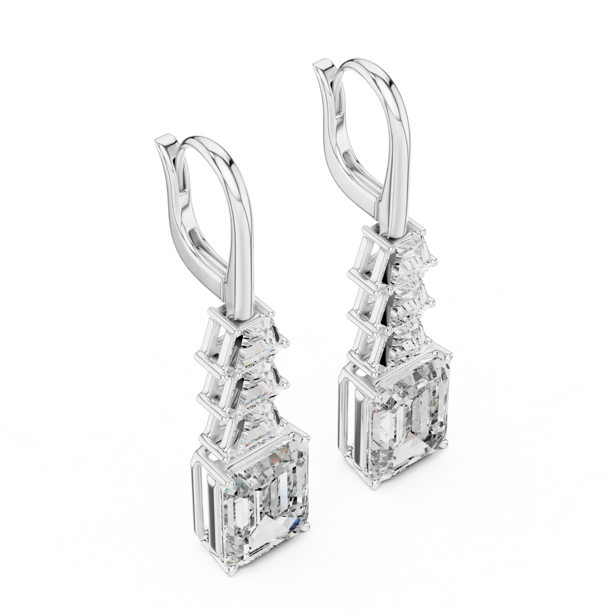 Emerald Cut Cascade Drop Earrings
