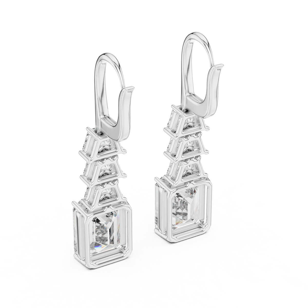 Emerald Cut Cascade Drop Earrings