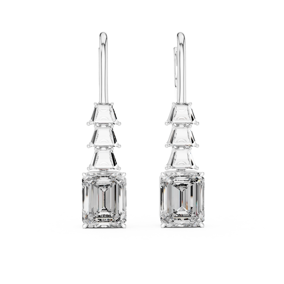 Emerald Cut Cascade Drop Earrings