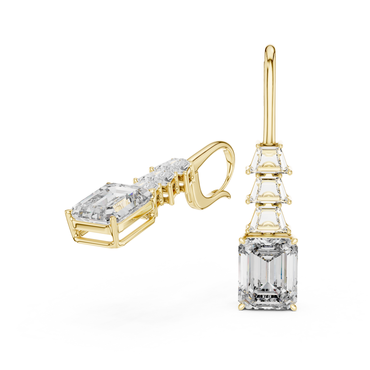 Emerald Cut Cascade Drop Earrings