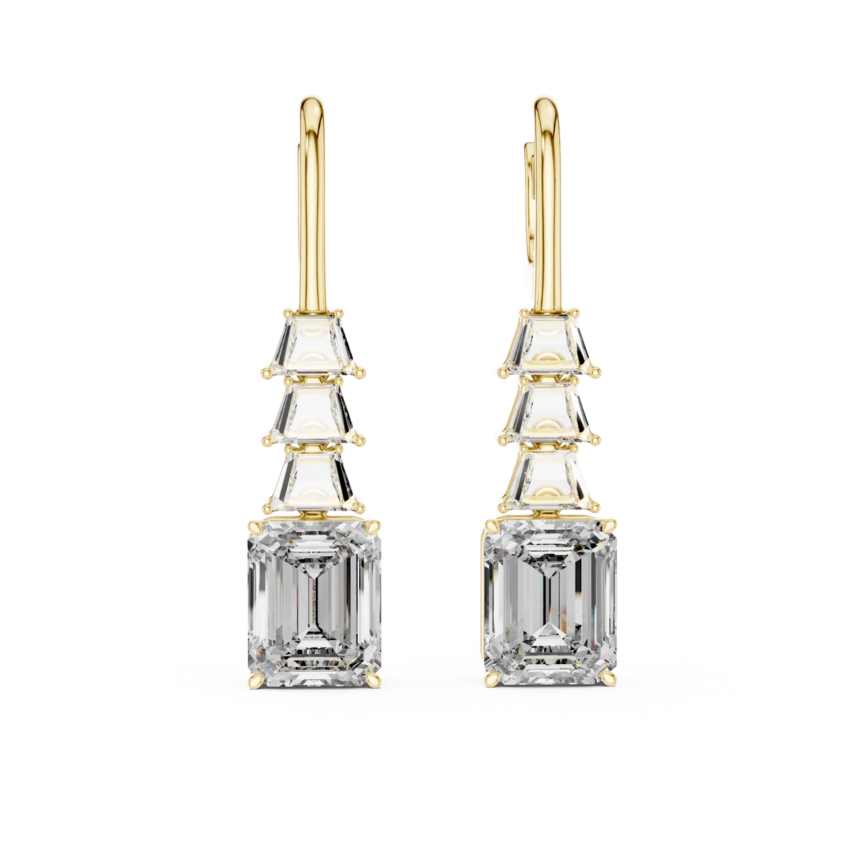 أقراط متدلّية بشلال من ألماس إمرلد in Yellow Gold - VYKA Diamonds