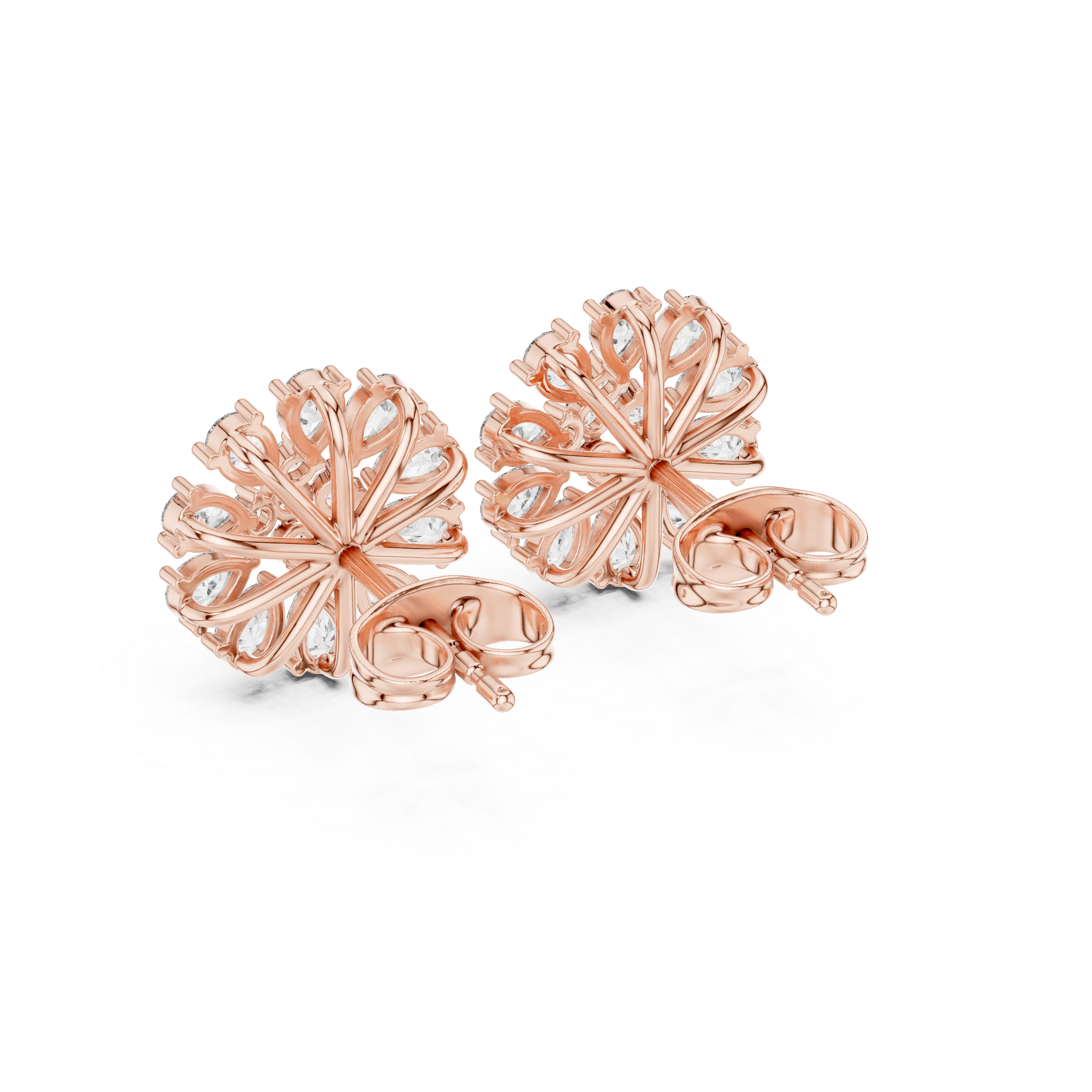 Articulated Chain Diamond Stud Earrings in Rose Gold - VYKA Diamonds