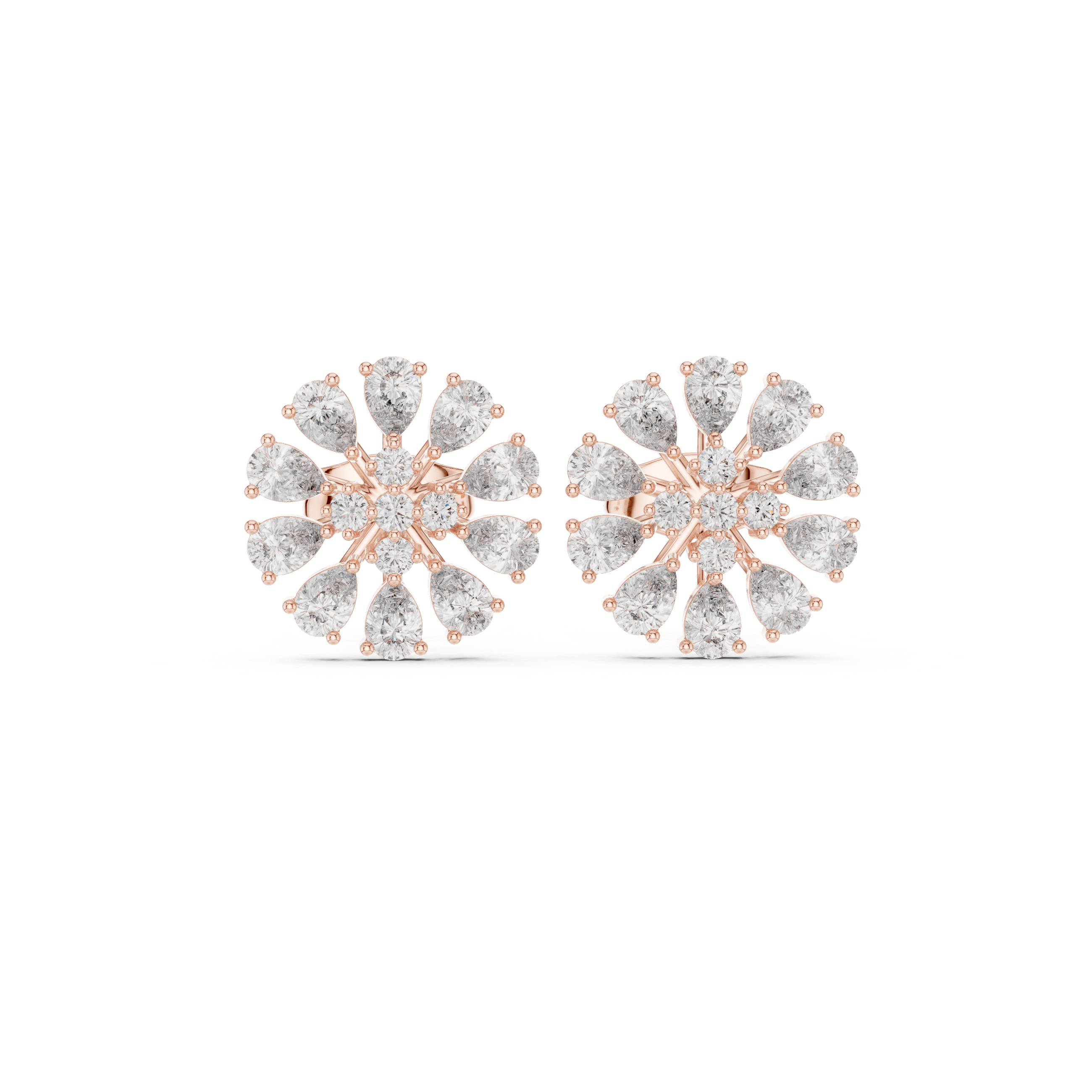 Articulated Chain Diamond Stud Earrings in Rose Gold - VYKA Diamonds