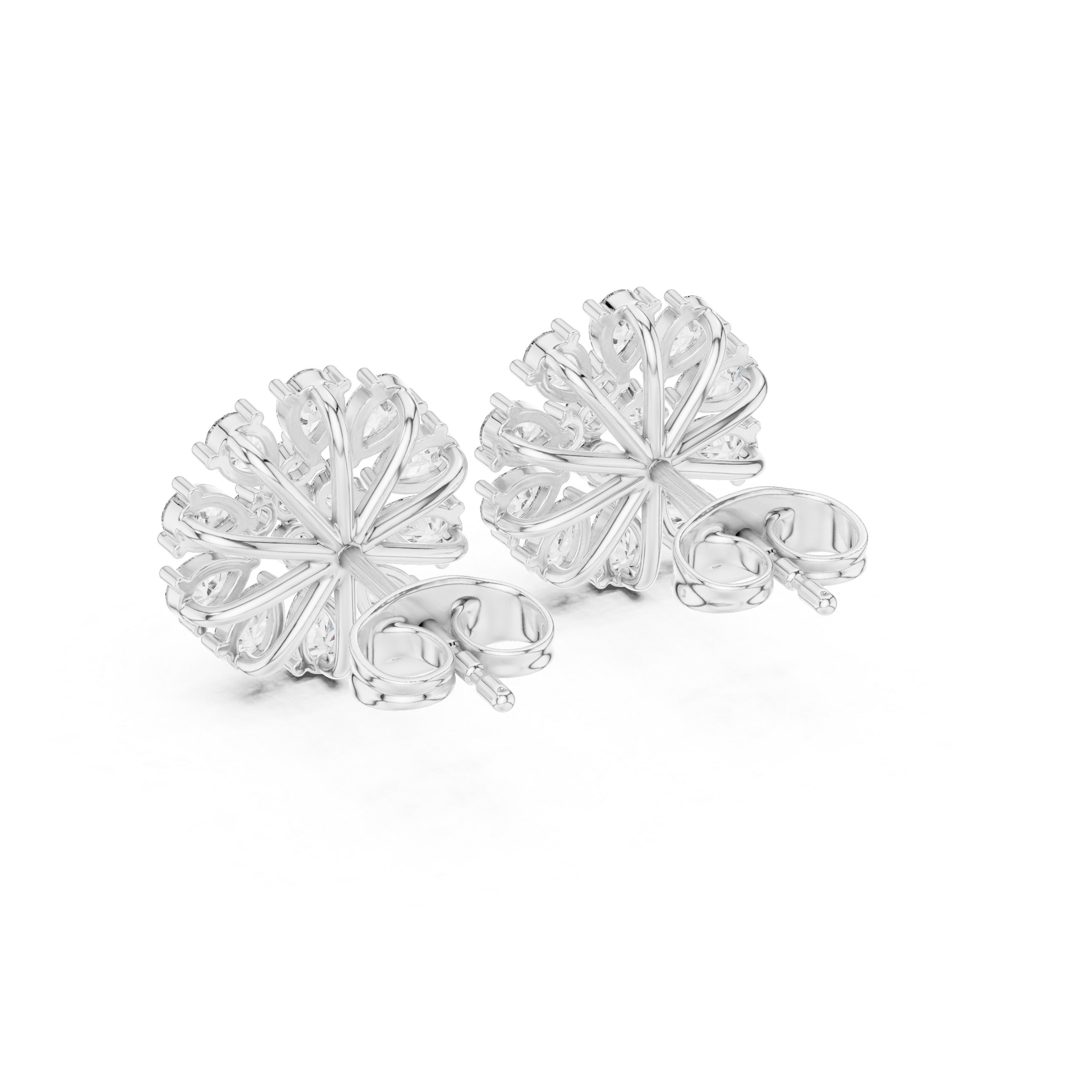 Articulated Chain Diamond Stud Earrings in White Gold - VYKA Diamonds