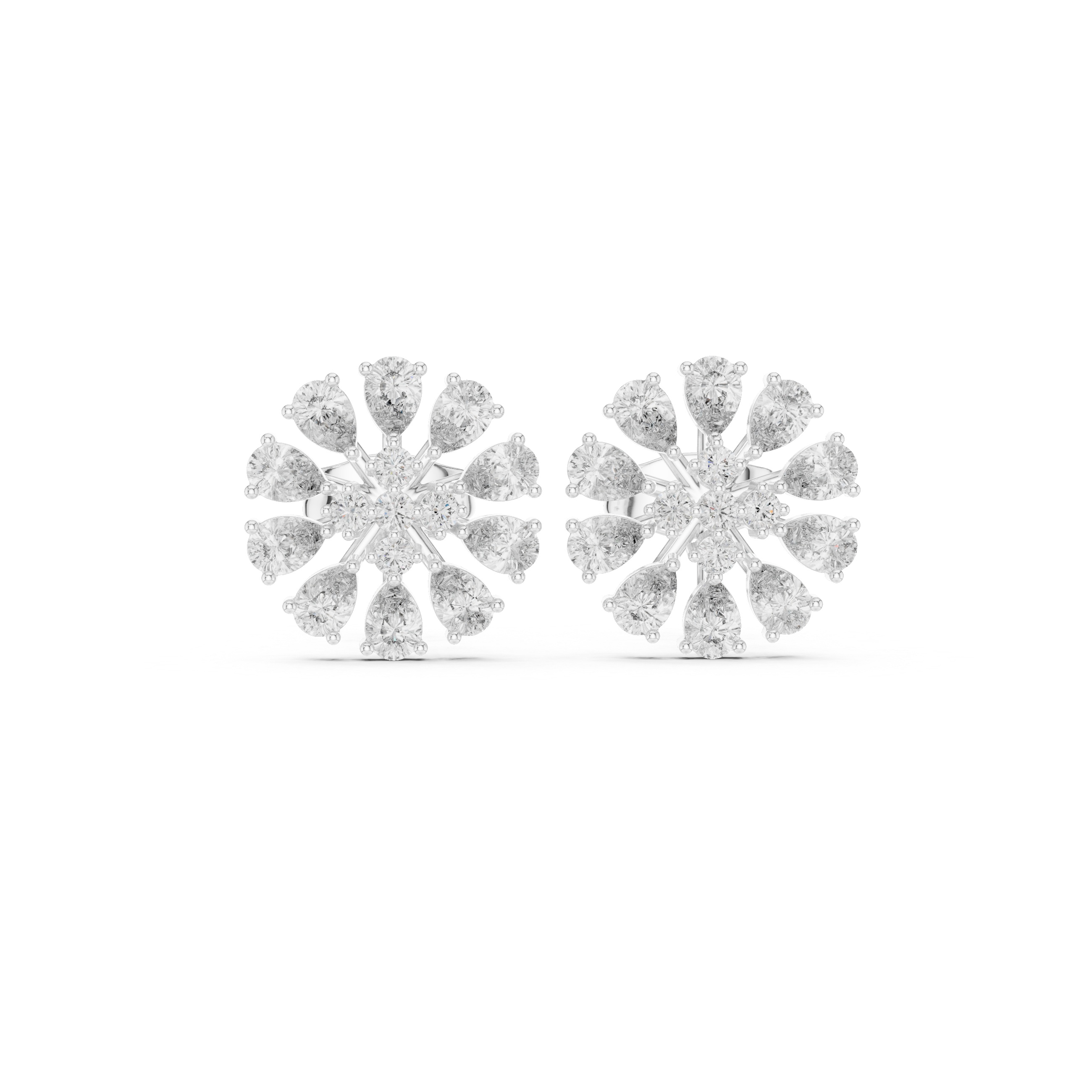 Articulated Chain Diamond Stud Earrings in White Gold - VYKA Diamonds