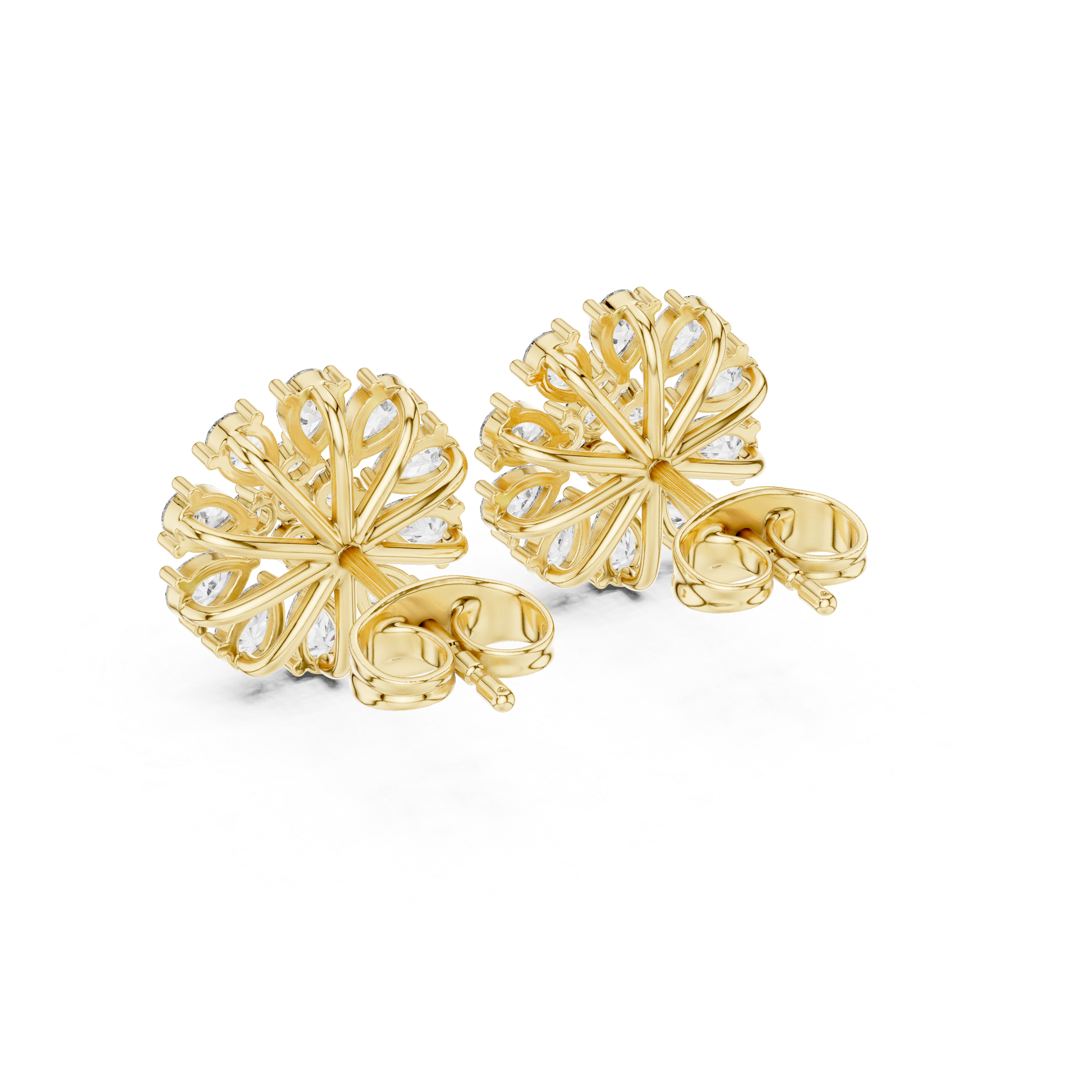 Articulated Chain Diamond Stud Earrings in Yellow Gold - VYKA Diamonds