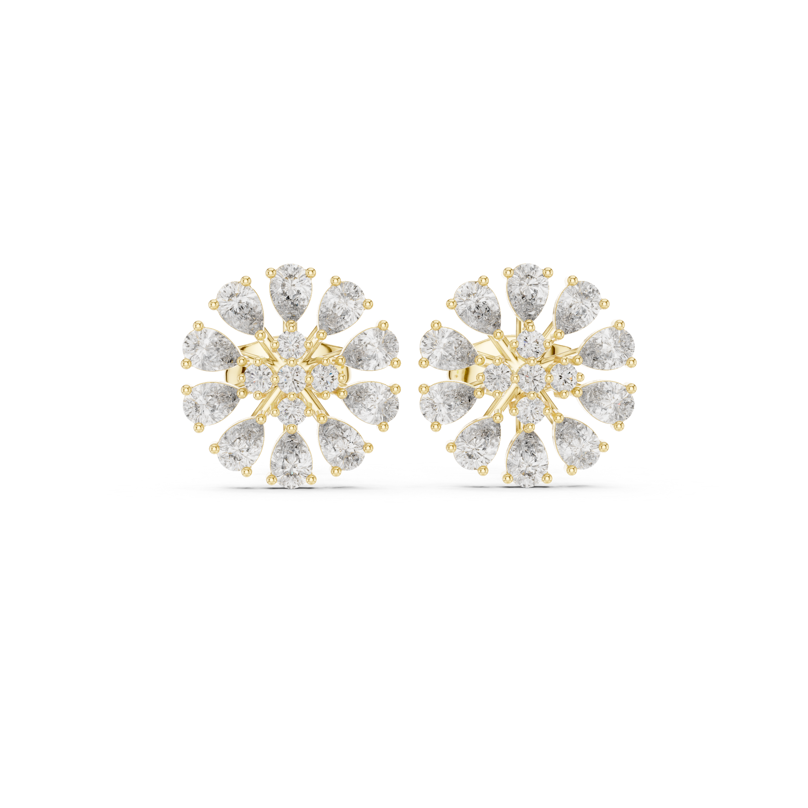 Articulated Chain Diamond Stud Earrings in Yellow Gold - VYKA Diamonds