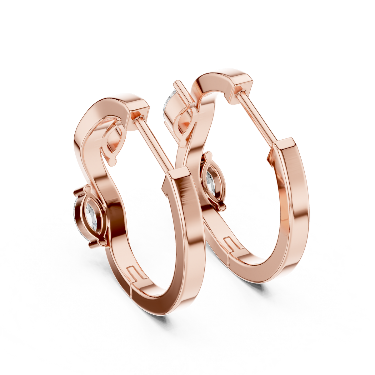 Marquise Wave Diamond Earrings in Rose Gold - VYKA Diamonds