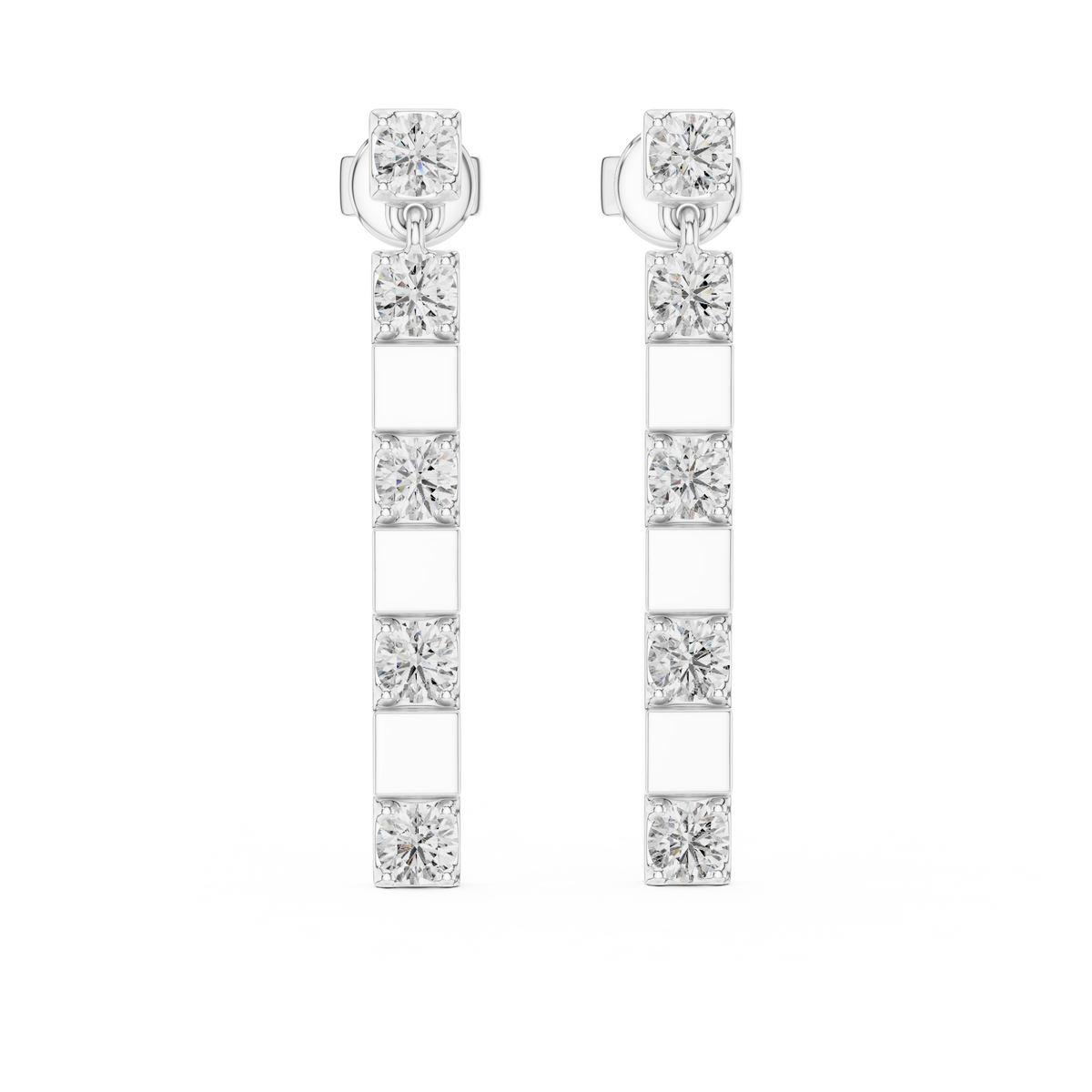 أقراط متدلّية بقضيب من الألماس in White Gold - VYKA Diamonds