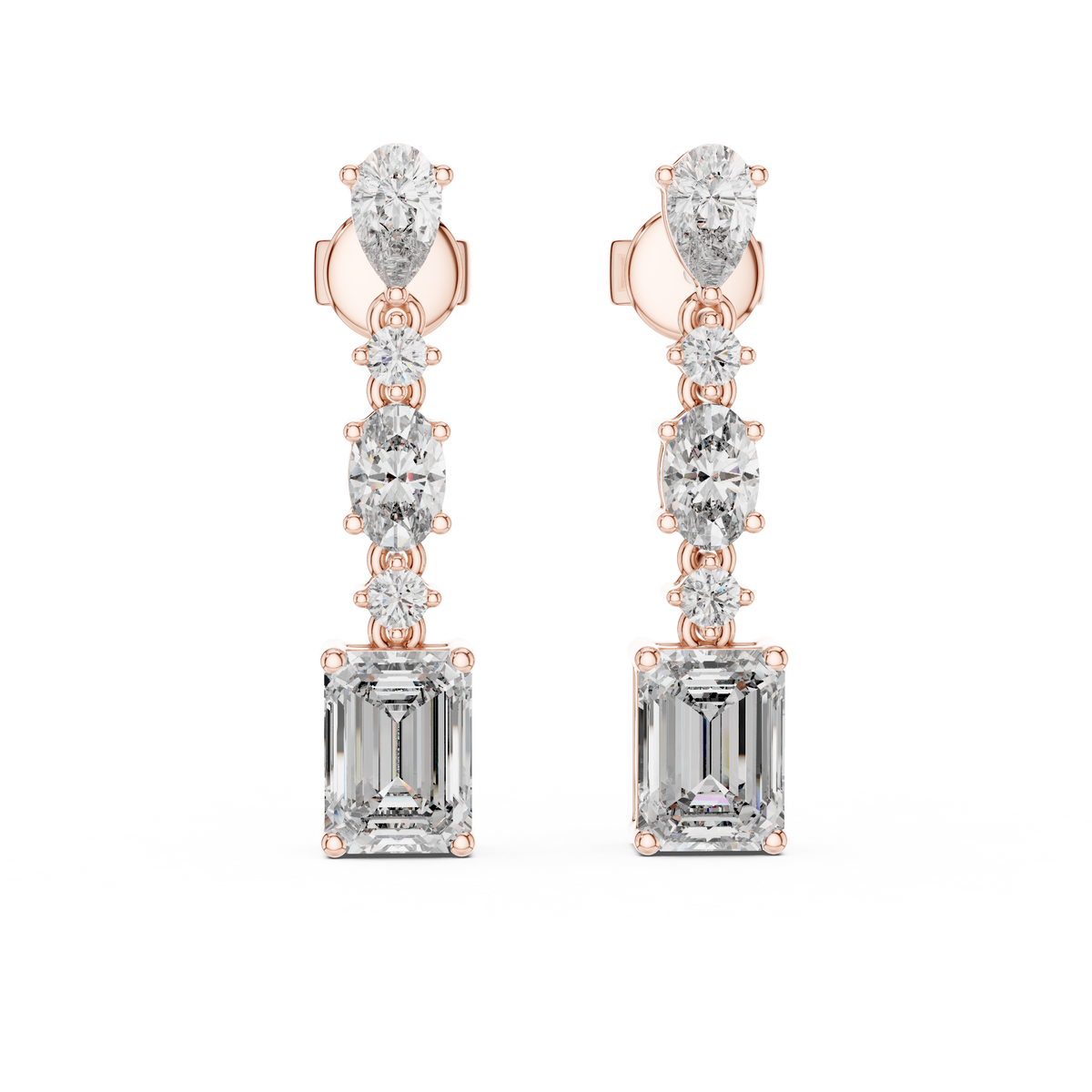Emerald Cut Diamond Drop Earrings
