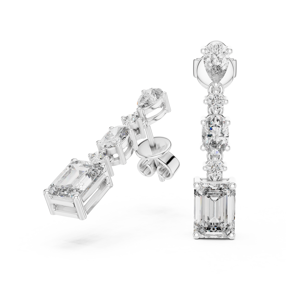 أقراط ألماس إمرلد متدلّية in White Gold - VYKA Diamonds