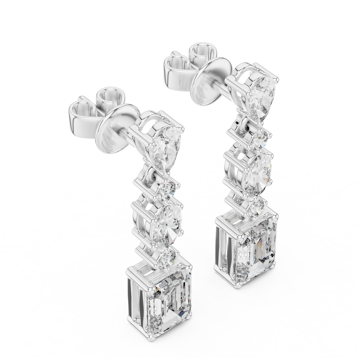 Emerald Cut Diamond Drop Earrings