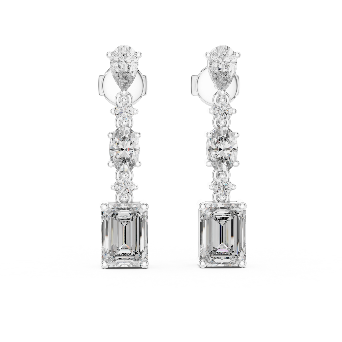 Emerald Cut Diamond Drop Earrings