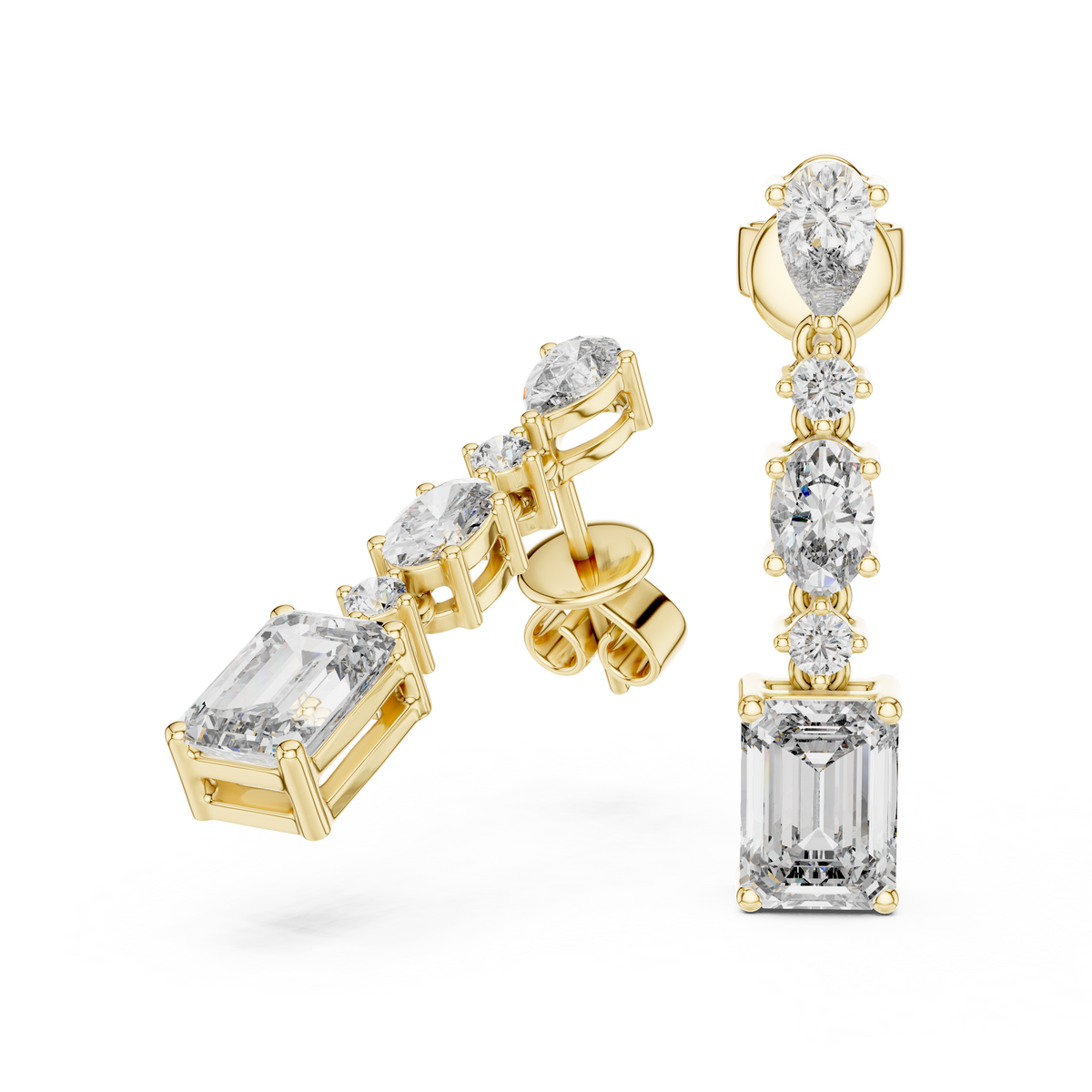 Emerald Cut Diamond Drop Earrings