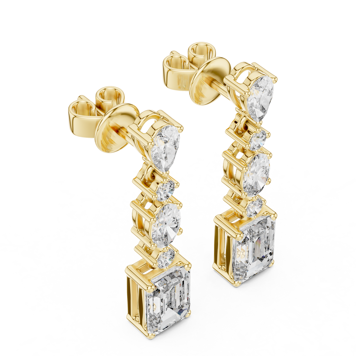 Emerald Cut Diamond Drop Earrings