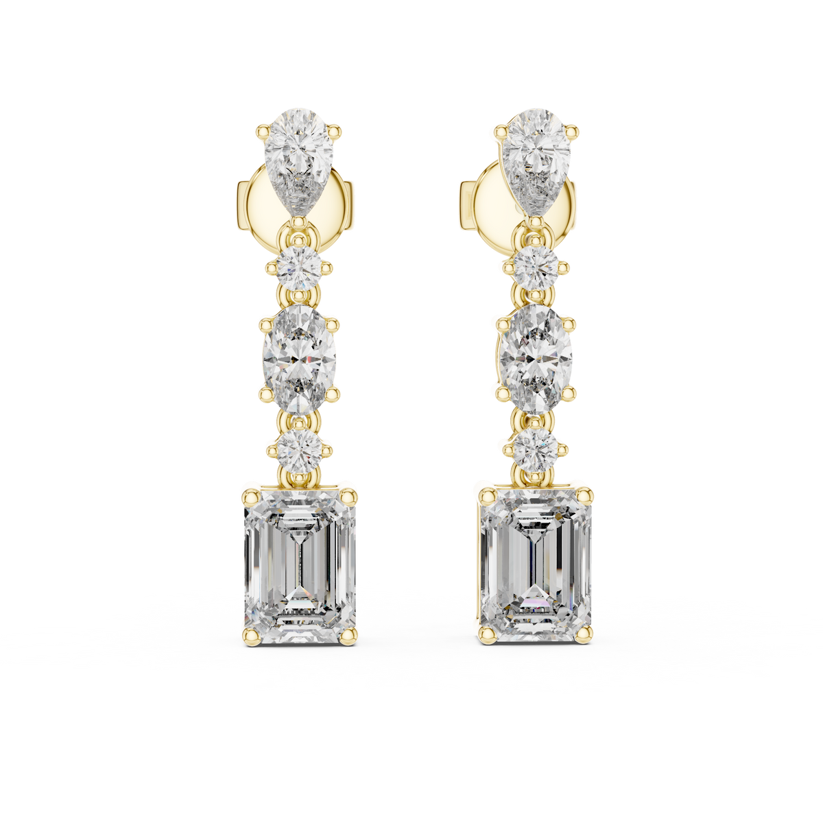 Emerald Cut Diamond Drop Earrings