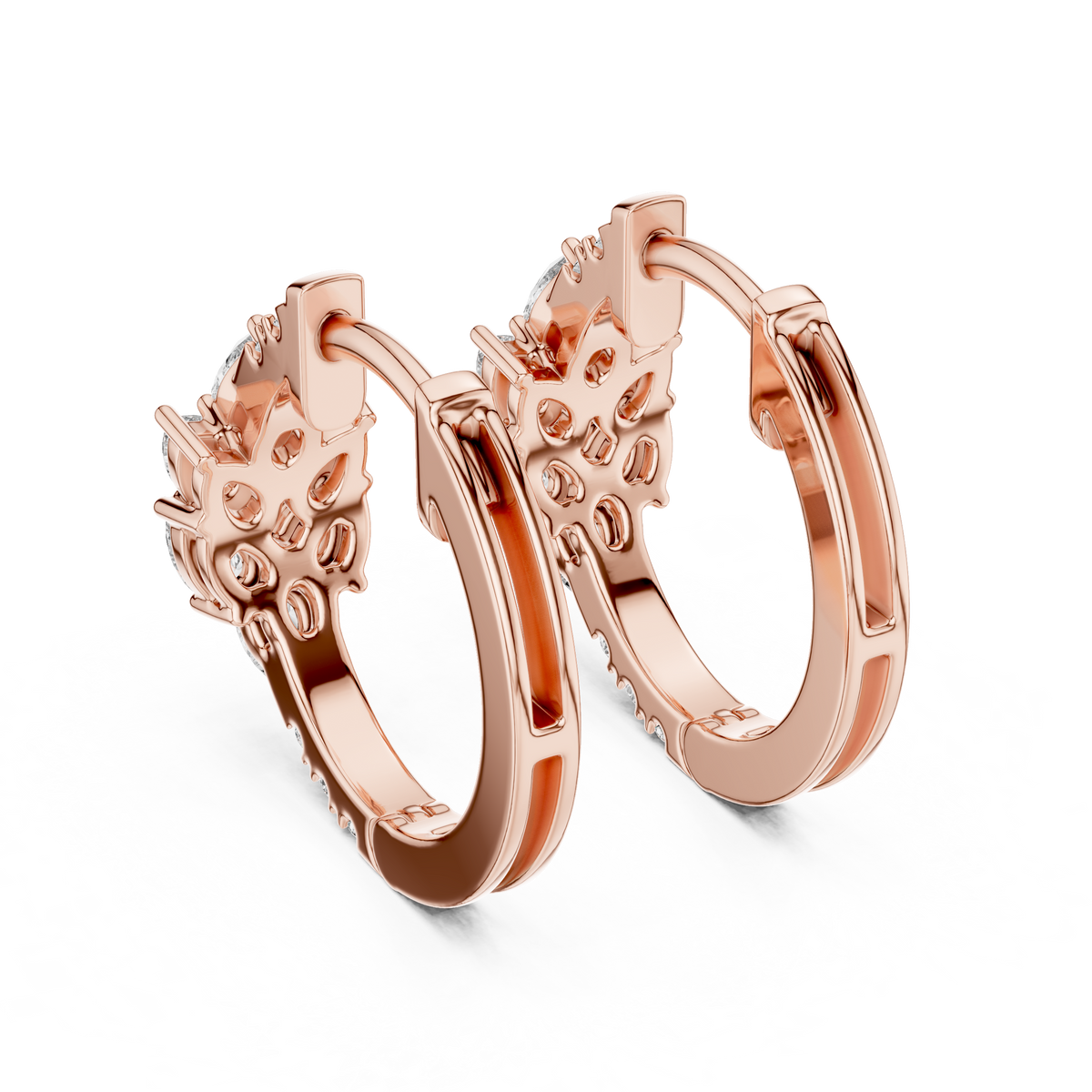 Marquise Cluster Diamond Huggie Earrings