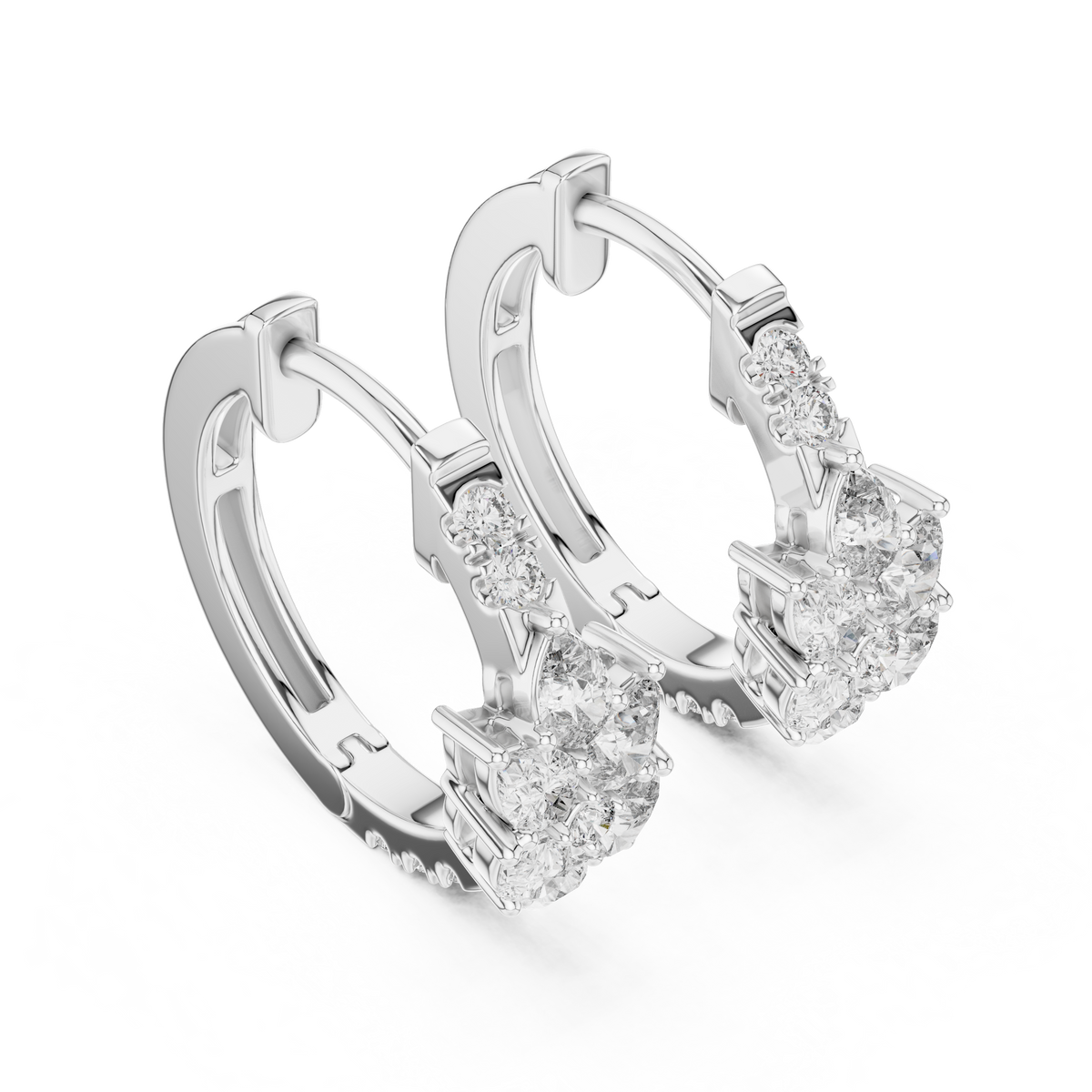 Marquise Cluster Diamond Huggie Earrings