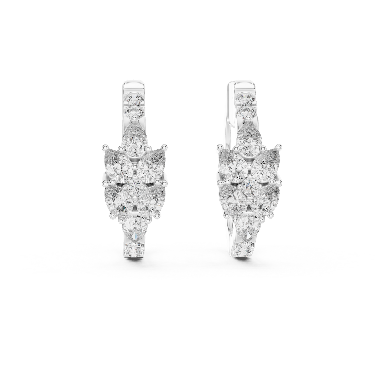 Marquise Cluster Diamond Huggie Earrings
