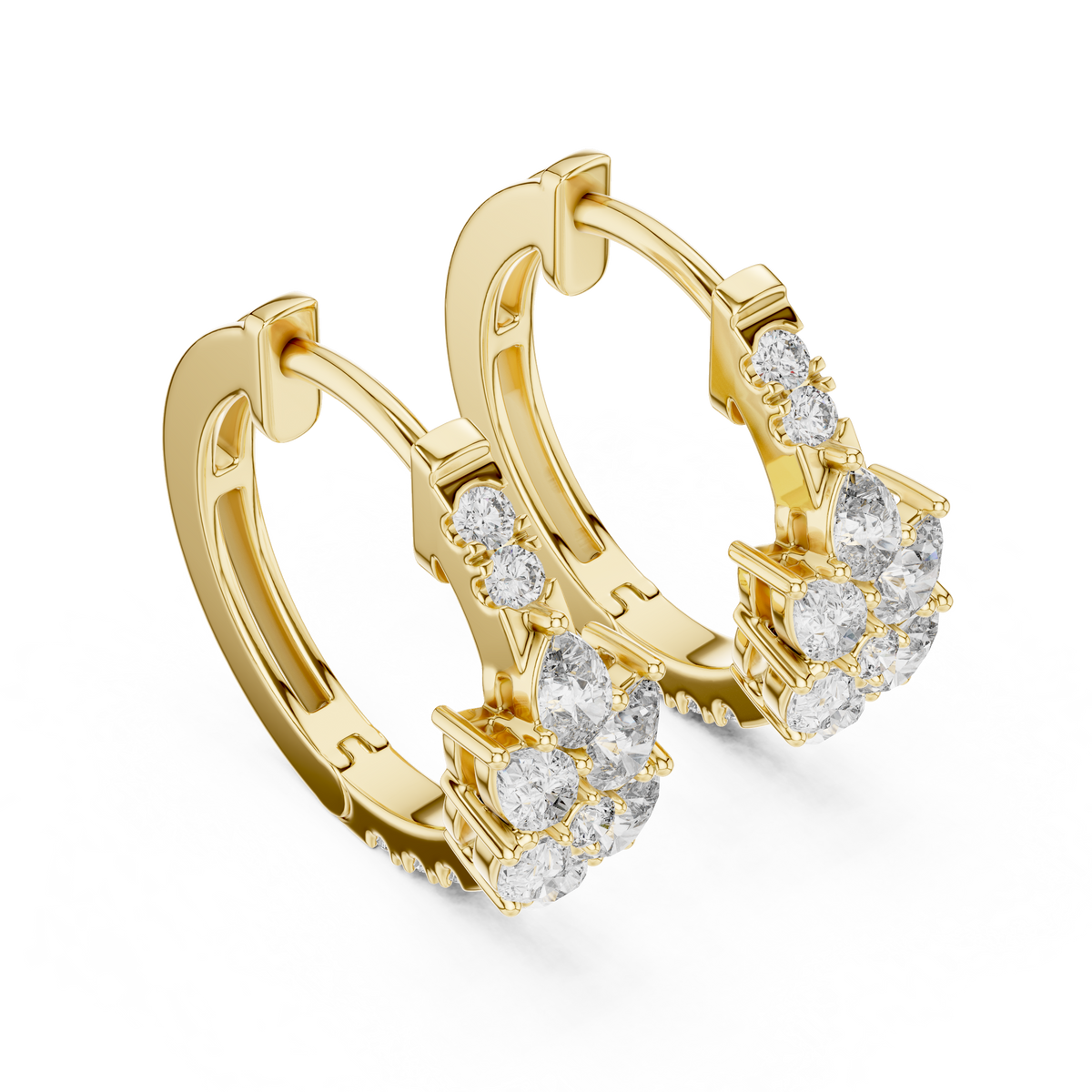 Marquise Cluster Diamond Huggie Earrings