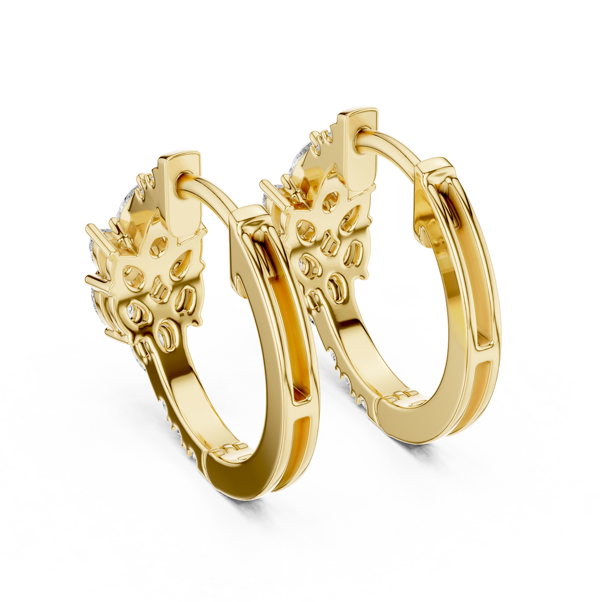 Marquise Cluster Diamond Huggie Earrings