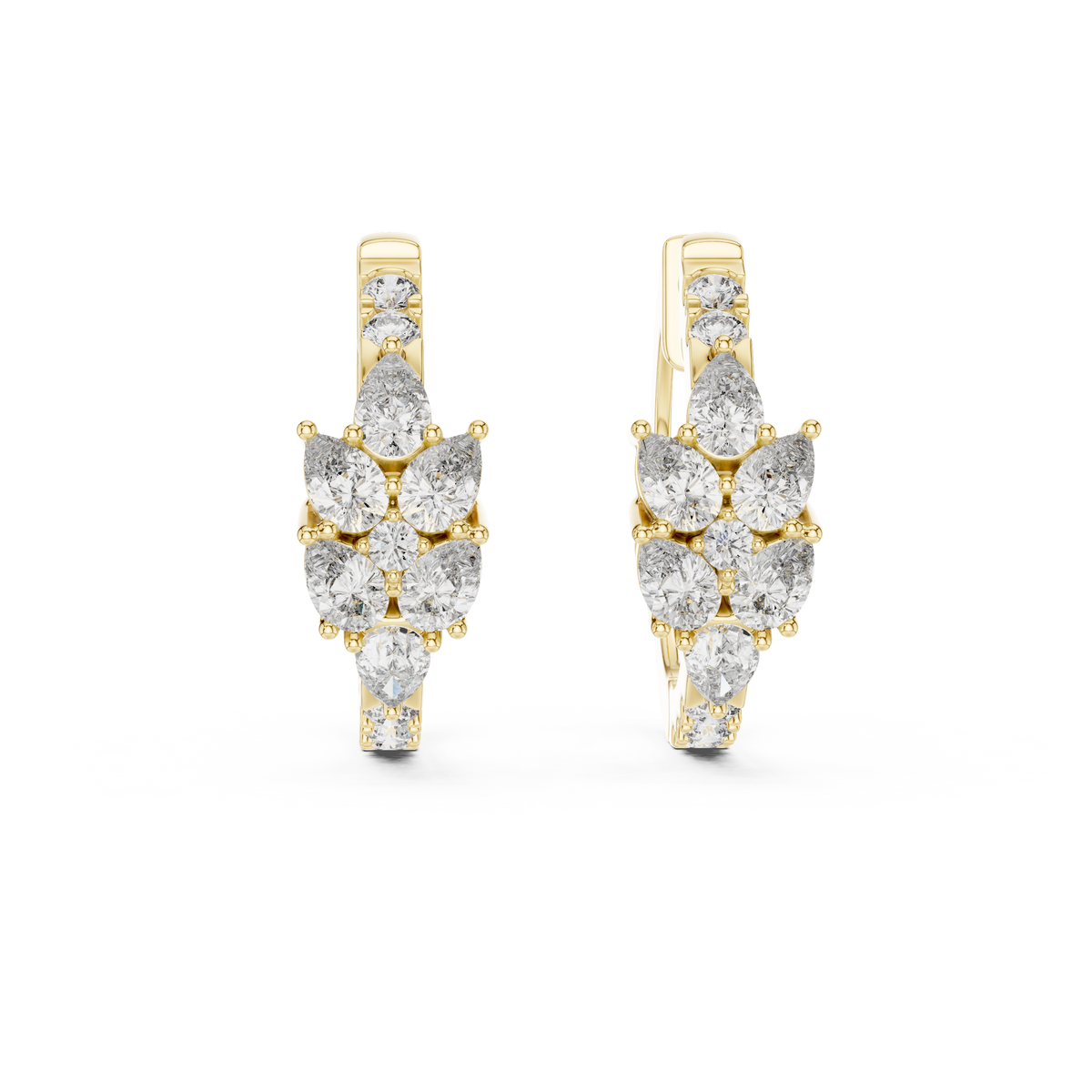 Marquise Cluster Diamond Huggie Earrings