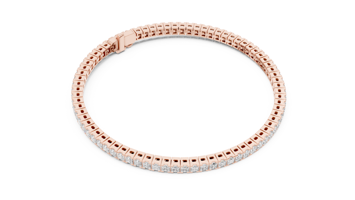 سوار تنس بألماس برنسيس بترصيع القناة in Rose Gold - VYKA Diamonds