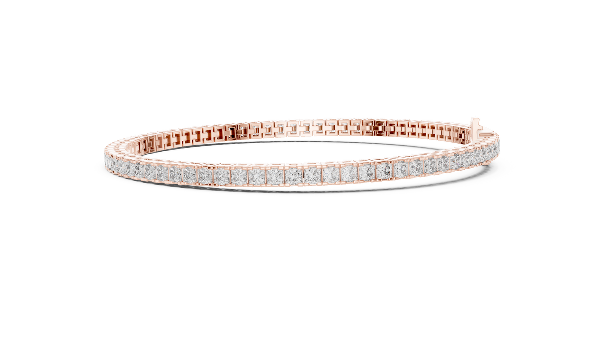 Channel-Set Princess Cut Diamond Tennis Bracelet