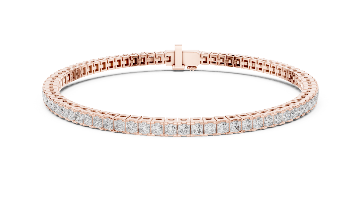 سوار تنس بألماس برنسيس بترصيع القناة in Rose Gold - VYKA Diamonds