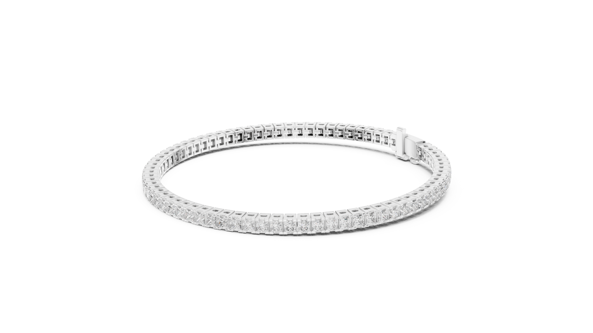 Channel-Set Princess Cut Diamond Tennis Bracelet