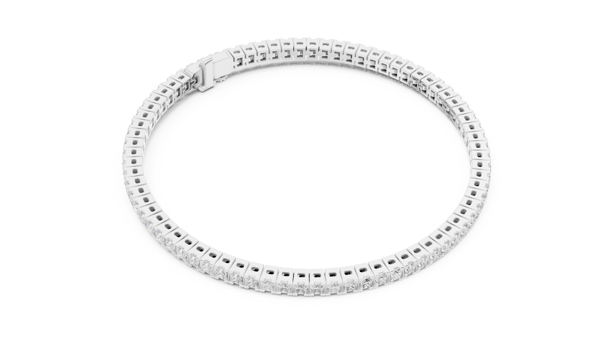 سوار تنس بألماس برنسيس بترصيع القناة in White Gold - VYKA Diamonds